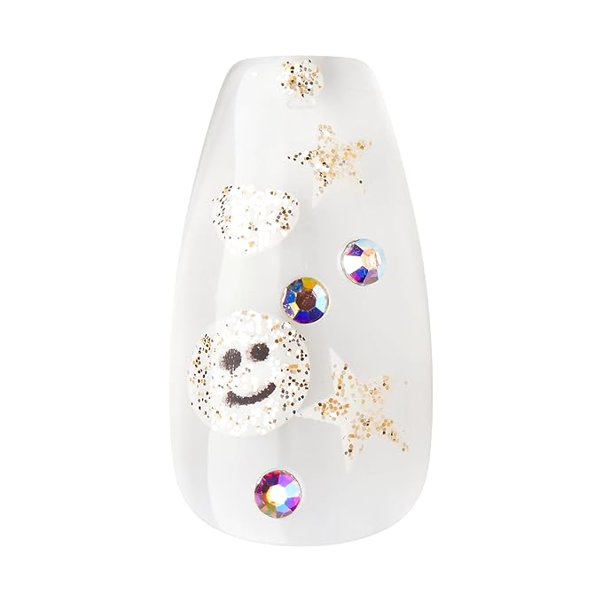 KISS Gel Fantasy Press On Nails, Nail glue included, 'Fun & Jelly', Pink, Medium Size, Coffin Shape, Includes 28 Nails, 2g glue, 1 Manicure Stick, 1 Mini File