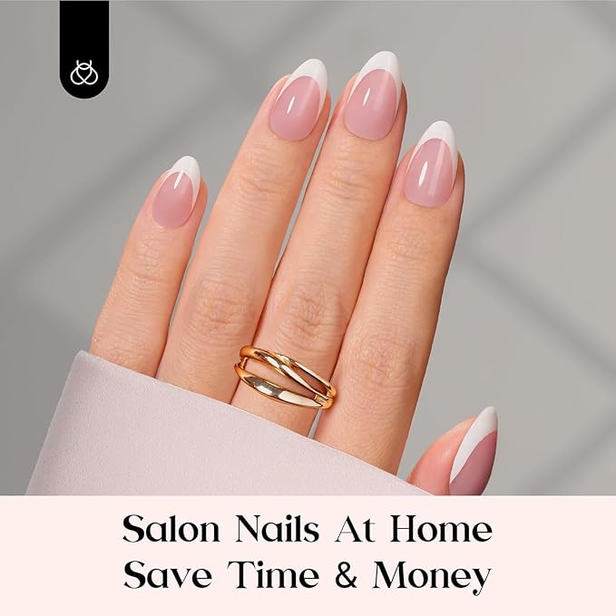 Beetles French Tips Press On Nails: 224 Pcs Pink French Tip Nails Short Almond Fake Nails, Soft Gel Nail Tips False Nails Art DIY For Women,16 Sizes