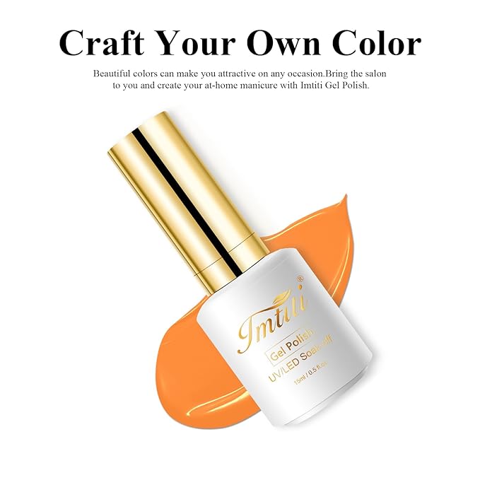 Imtiti Gel Nail Polish - 0.5 Fl Oz Creme Orange Gel Polish for DIY Nail Art Manicure Salon Kit