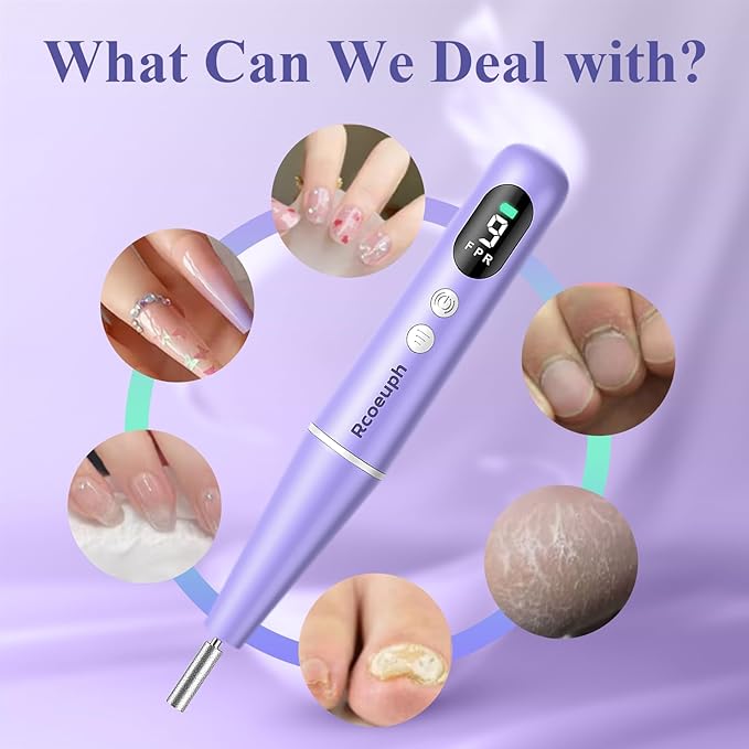 Cordless Nail Drill Kit - 9 Speed Wireless Electric Nail File with LED Display, Portable Nail Drill Machine for Acrylic Gel Nails, Rechargeable 20000RPM Hand Feet Grind Trim Tool for Women Men Baby
