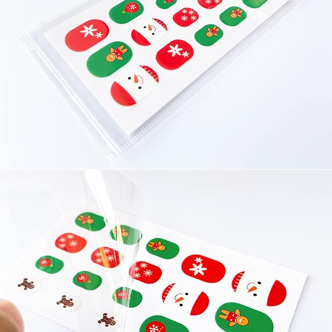 Christmas Nail Stickers Full Nail Wraps for Kids Self Adhesive Xmas Nail Polish Strips for Kids Girls Nail Art Decoration Fun Cute Holiday Full Nail Decals Recommend for Age 8 and Older (Pack of 12)