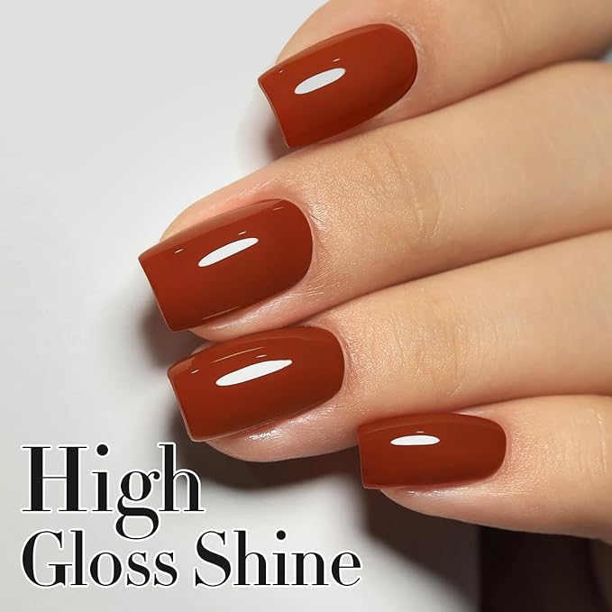 Double Rhythm Gel Polish 15ML Jelly Sheer Pastel Light Milky Color Pearl White Bottle 1 PC 0.5 OZ Full Size Nail Art Salon at Home (Brick Red-D1488)