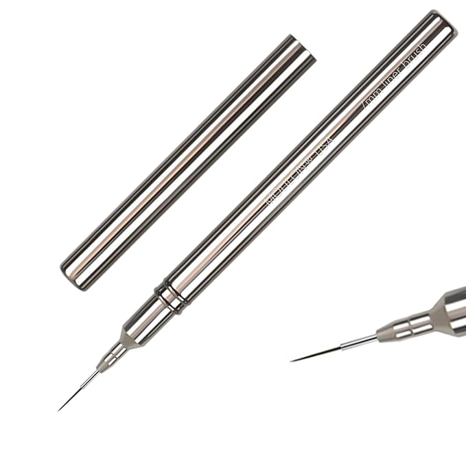 Metallic Nail Art Pen & Liner Brush Set, UV Gel Polish Painting Nail Design Tools for Crisp Long Lines, Tiny Details & Fine Drawing, Manicures Brushes for Women (Sizes 7mm)