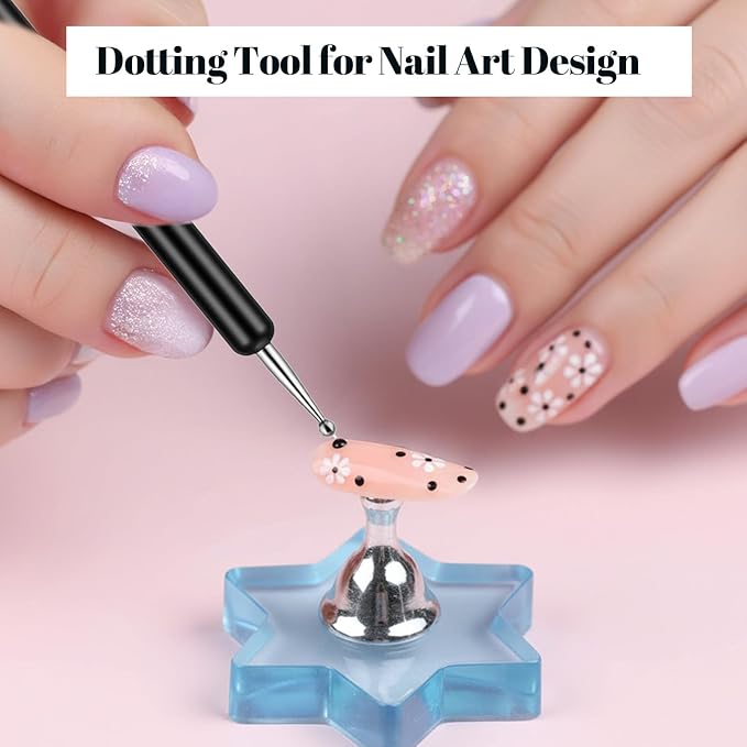 6Pcs French Nail Brush Set, Double-Ended Nail Art Brushes, Acrylic Nail Clean Up Brush with Dotting Tool, Fingernail Art Design Pens (14.5#, 14.7#, 14.7#, 15#, 15#, 15.5#)