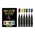 Nail Polish Pens Set 6 Pcs Gel Nail Polish Pens Set Long Lasting Portable Fingernail Toenail Gel Pen (01)