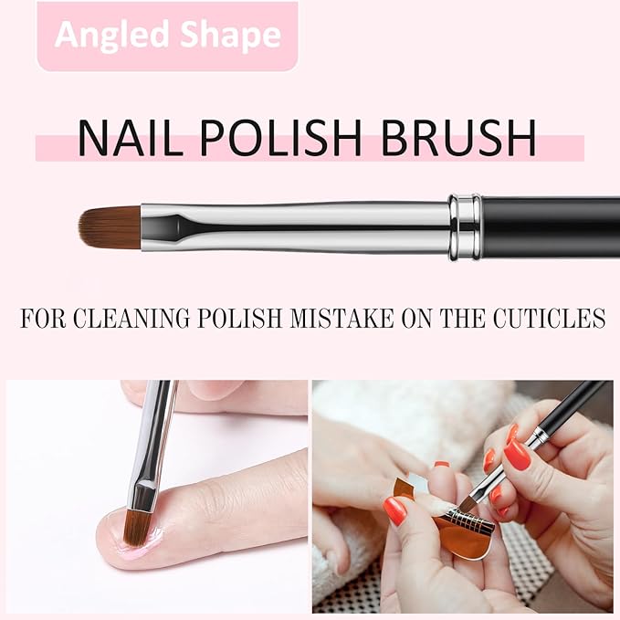 JASSINS Nail Clean Up Brushes,4PCS Gel Polish Nail Brushes Manicure Tools,For Nail Art Design Pen Painting DIY and Cleaning Nail Polish Mistakes on the Cuticles (BLACK)