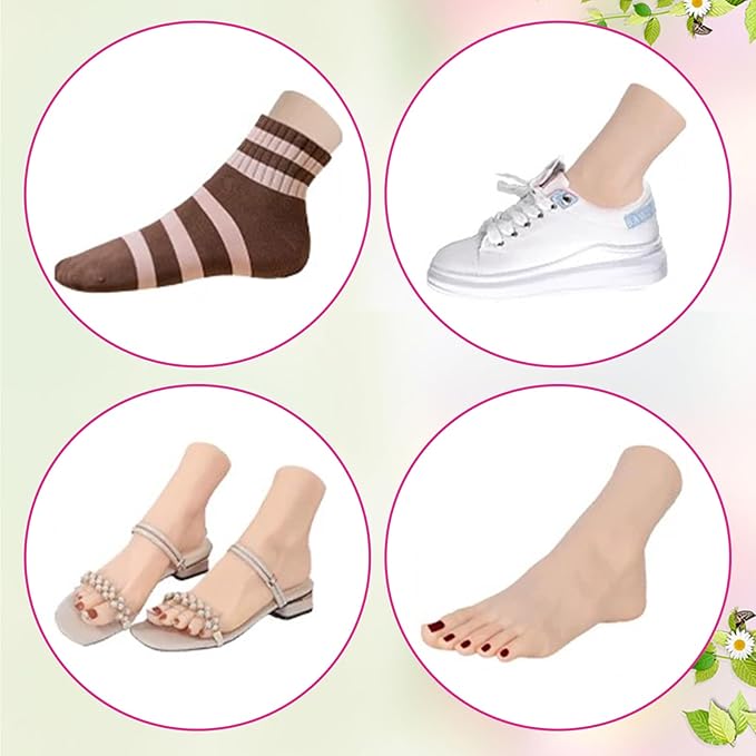 Practice Foot Model Soft Realistic Silicone Flexible Bendable Model Manicure Tool Fake Nail Foot for Nail Tips Art Training for Home Salon DIY (Right)