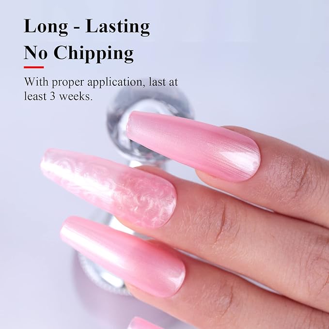 Imtiti Pearl Gel Nail Polish,0.5 Fl Oz Pink Glitter Drawing Gel Polish Shell Thread Shimmer Mermaid Nail Gel Polish Soak Off UV LED for Home DIY Nail Art Manicure Salon