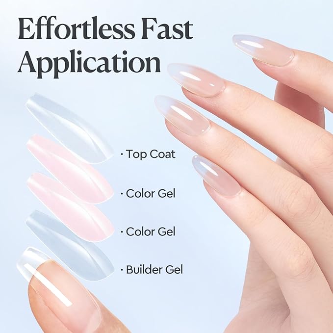 AZUREBEAUTY 7-in-One Clear Builder Nail Gel, 18ml – Nail Strengthener, Extension & Rhinestone Glue for Salon/Home DIY (Base/Top Coat Required)