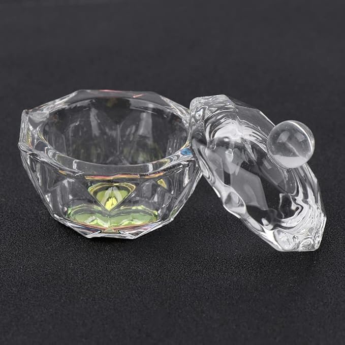 Beaupretty 3pcs Manicure Bowl Set Crystal Nail Art Liquid Cup Lid for Nail Polish Mixer Gel Polish Professional Manicure Supplies