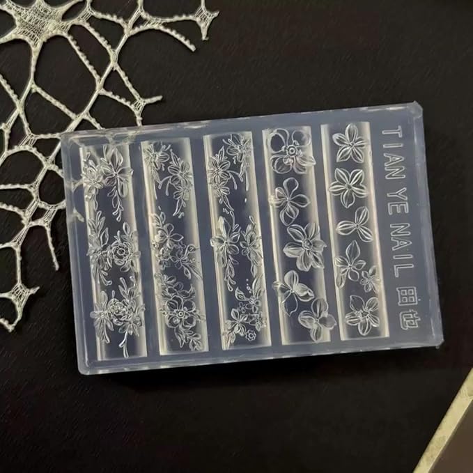 Spring Bloom Nail Mold Silicone Floral 3D Design Tray for Resin Gel DIY Manicure Embellishment Craft Making