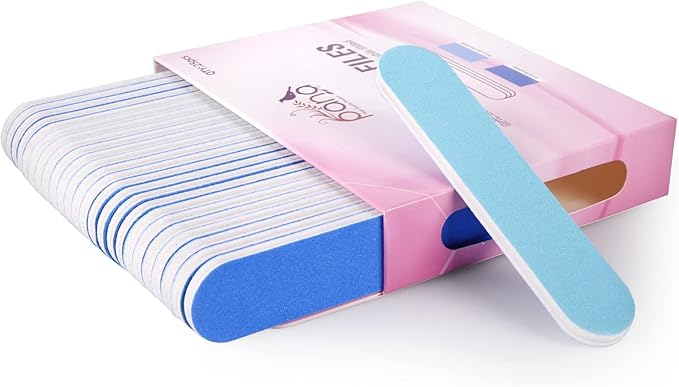 25pcs - PANA Mini Double-Sided Emery Nail File for Manicure, Pedicure, Natural, and Acrylic Nails - Blue/Light Blue (Grit 180/180)