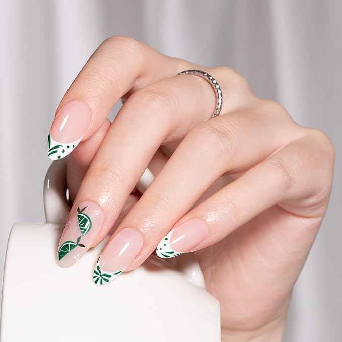 MAYCHAO Green Swirl Gel Liner Nail Art Polish, 8ml Classic Christmas Green Gel Color Built-in Thin Brush, UV Light Cure for French Nail Tips DIY Manicure at Home Salon