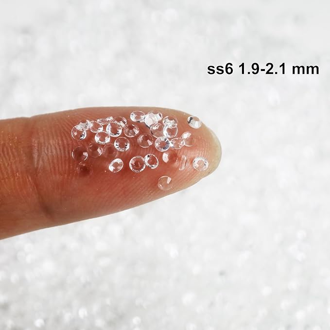 Ss6 Transparent Glass Rhinestones Flatback, 100 Gross 2mm Unfoiled Clear Flat Back Crystals Stones for DIY Crafts, Tumblers, Shoes