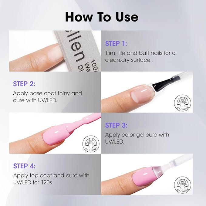 GELLEN No Wipe Gel Top Coat, 20ml Clear Glossy Top Coat Gel Nail Polish, Long Lasting for 28+ Days, DIY Nail Art Manicure for Women Gilrs