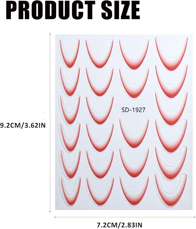 9 Colors French Manicure Nail Art Stickers, 3D Gradient French Tip Stickers Self-Adhesive Nail Decals for DIY Nail Art Decoration 9 Sheets