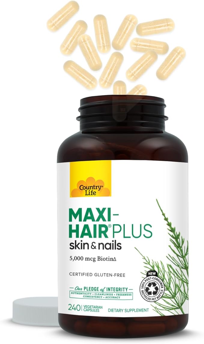 Country Life, Maxi-Hair Plus Biotin, Supports Healthy Hair, Skin and Nails, Daily Supplement, 240 ct
