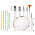 22 Pcs Nail Art Brushes Set with Resin Palette and Silicone Carving Pen,Professional Nail Art Tools Kit for DIY Gel Polish,Includes Dotting Tools and Nail Art Palette,white