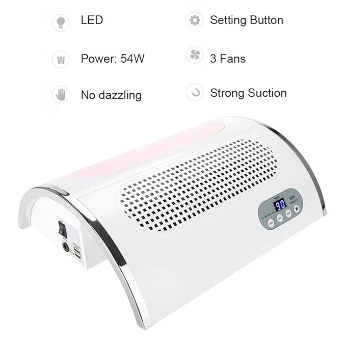 Sonew 4 in 1 Multi-functional Electric Nail Drill Machine, Nail File Drill Pen Kit with 54w Nail Dryer Lamp and Nail Art Dust Suction Collector, Nail Art Machine for Woman Home DIY and Nail Art Salon