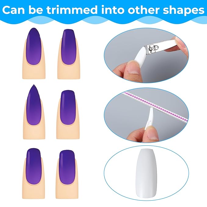 100 Pcs Nail Practice Nail Hand Practice Replacement Refill Nails Tips for Refill Acrylic Nails Practices for Art Manicure Supply for DIY Art Salon Tool White