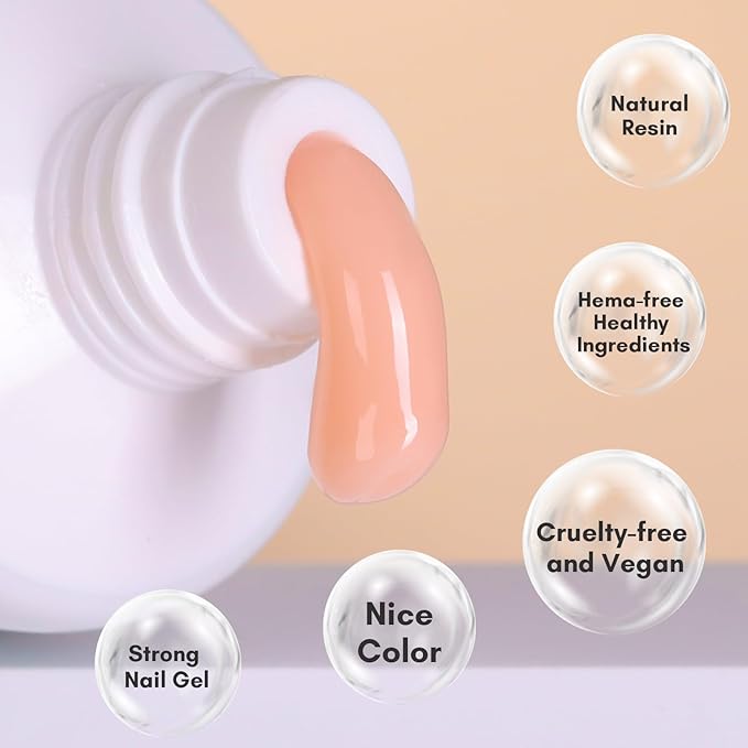Makartt Poly Nail Gel Hema-Free 50ML Nude Nature Day-dream Classic Colored Gels Builder for Extension Strengthener Long-Lasting Easy to Use Supplies for Trendy Design Salon Home Manicure
