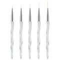 TEOYALL Nail Art Liner Brushes, Fine Line Nail Brush 7/9/11/15/20mm Thin Detail Precision Drawing Brushes for Gel Nail Polish