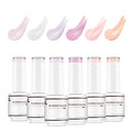 Nicedeco Hema Free Rubber Base Gel Polish for Nails 6 Pcs Cruelty Free Vegan Rubber Gel Nail Strengthener Nude Pink Nail Gel Polish Set 38