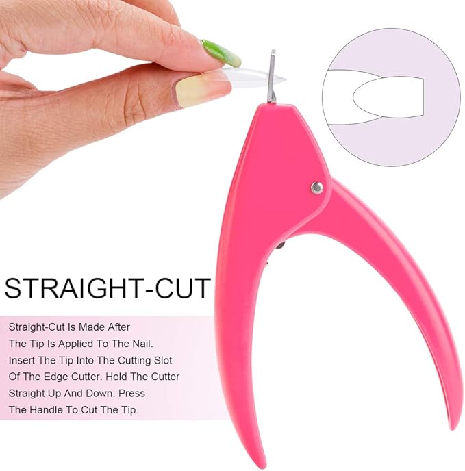 Belleboost Nail Tip Clipper Edge Cutter Adjustable Stainless Steel False Artificial Acrylic Fake Trimmer Manicure Pedicure Sharp Rustproof Blade Clip Tool for Salon Home Art,DIY Use Acrylic Pink