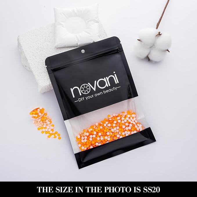 Novani 3000 Pieces Flatback Rhinestones Glass Round Gems Neon-Orange Crystals for Nail Art DIY Crafts Clothes Shoes,SS20,4.6-4.8mm