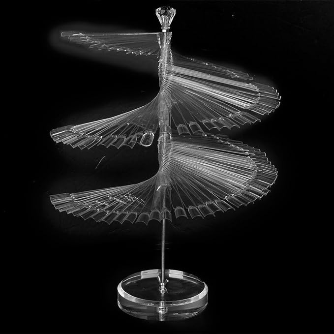 Yimart 120 Sticks Nail Art Color Chart Display Stand Spiral False Nails Display Shelf Practice Tools For Solon Nails Polish Gel Show (Clear)