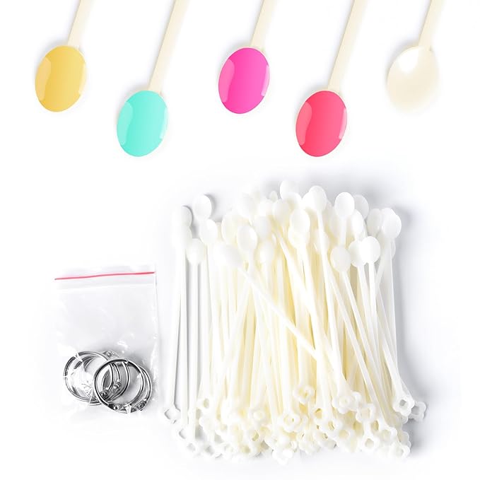 300 Tips Nail Swatch Sticks with Metal Split Ring Fan-shaped Display Nail Practice Sticks Nail Sample Swatches for Nail Art Polish Practice Nail Color Display (Beige Spoon Shaped)
