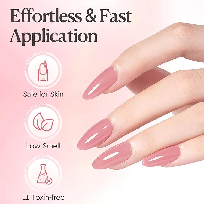 AZUREBEAUTY Builder Nail Gel, 18ml 7-in-1 Jelly Peach, Beginner Friendly, 30-Day Nail Strengthener Extension Glue, For Home Salon DIY & Gifts