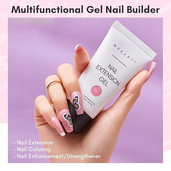 Makartt Poly Nail Gel 50ML Hema-Free Gel Builder for Nails, Pink Brown, Multifunctional Nails Extension Strengthener Hard Gel Long-Lasting Easy to Use DIY Home Salon