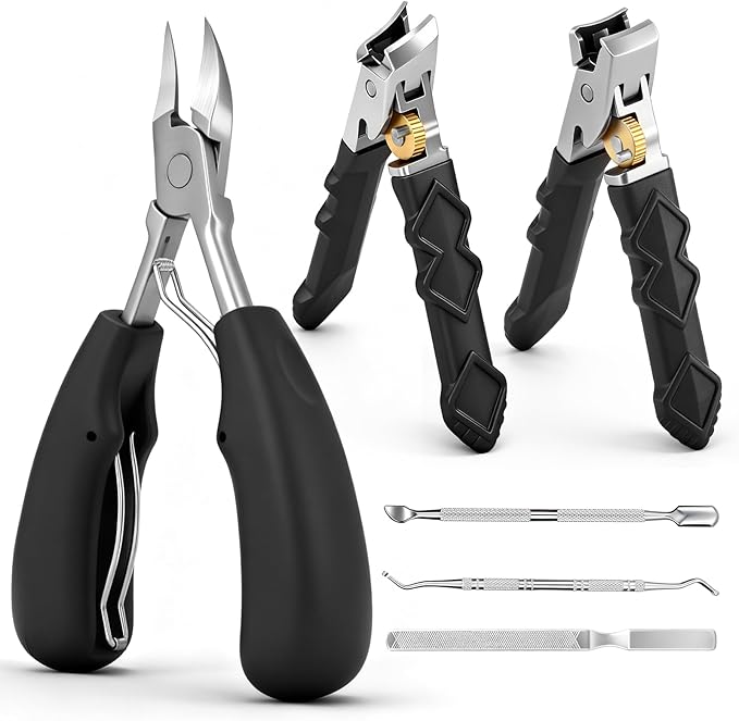 Senior-Specific Toe Clippers, Thick Toenails, Men's Large Toe Clippers, Wide-Opening Design, Sharp and Durable, Long-Handled Nail Clippers, 45° Beveled Ingrown Nail Clippers