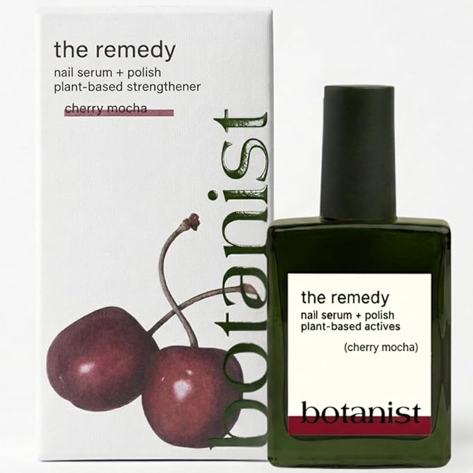 Botanist The Remedy | Nail Strengthening Polish | Repairs & Hardens Nails Damaged from Acrylics, Dip & Gel Manicures | Non-Toxic, 84% Plant Based, 21-Free & Vegan (Cherry Mocha)