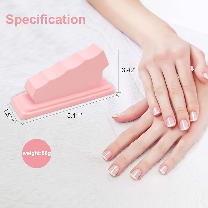 Nail Stand Art Cushion – Silicone Hand Rest with Finger Separators, for Manicure at Home or Salon, Anti-skid Design for Comfortable Fingernail Painting (Pink)