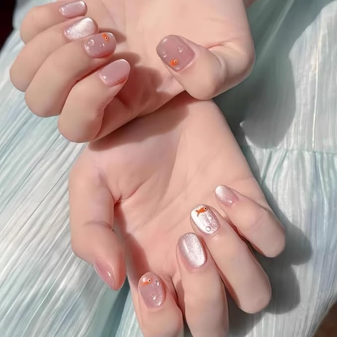 Dedyel 5D Embossed Cute Goldfish Nail Art Stickers Cartoon Kawaii Design Anime Self Adhesive Nail Stickers for Women Kids Girls Nails Art Decorations