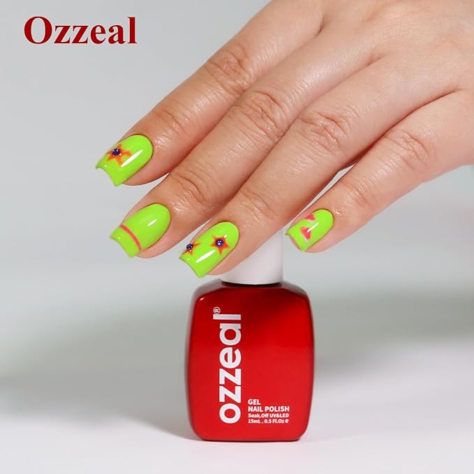 Neon Gel Polish, 0.5 Fl Oz Neon Yellow Green Gel Nail Polish Spring Summer Soak off LED UV Art Starter Manicure Salon DIY Design