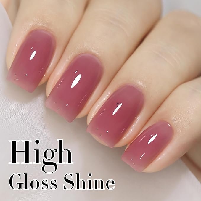 Double Rhythm Gel Polish 15ML Jelly Sheer Pastel Light Milky Color Pearl White Bottle 1 PC 0.5 OZ Full Size Nail Art Salon at Home (Light Plum-D1530)