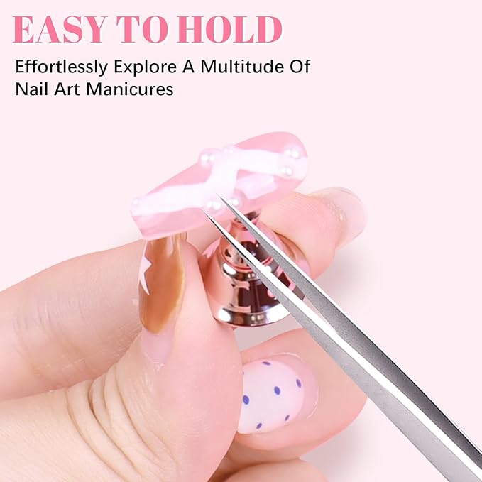JUSTOTRY 2 Sets Pink Nail Painting Practice Stand With 1M Double-sided Tape Acrylic Fake Nail Art Holder For Press Ons Magnetic Nail Display Design Tools Kit Accessories For Home Diy Salon Supplies