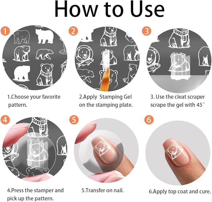 PH PandaHall 3pcs Polar Animal Nail Stamping Plates Seal Nail Art Stencils Polar Bear Nails Image Plates Glacier Nails Stamper Plate Aurora Manicure Art Templates for Women Manicures Salon Design