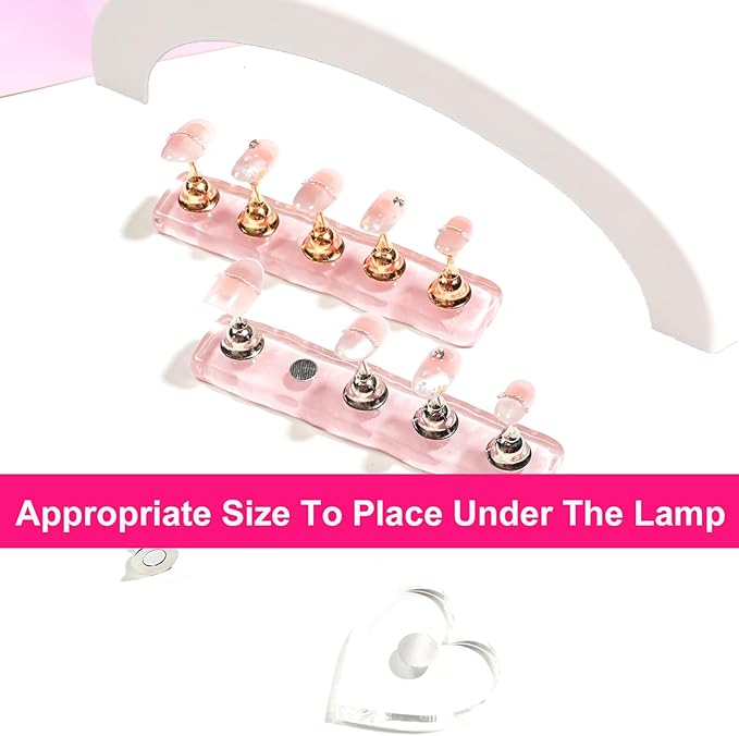 Pink Nail Stand For Press Ons, Nail Holder For Painting Nails With A Heart Shape Acrylic Nail Stand, Easy-To-Clean Press On Nail Stand Nail Art Practice Nail Dispaly Home DIY Salon Supplies