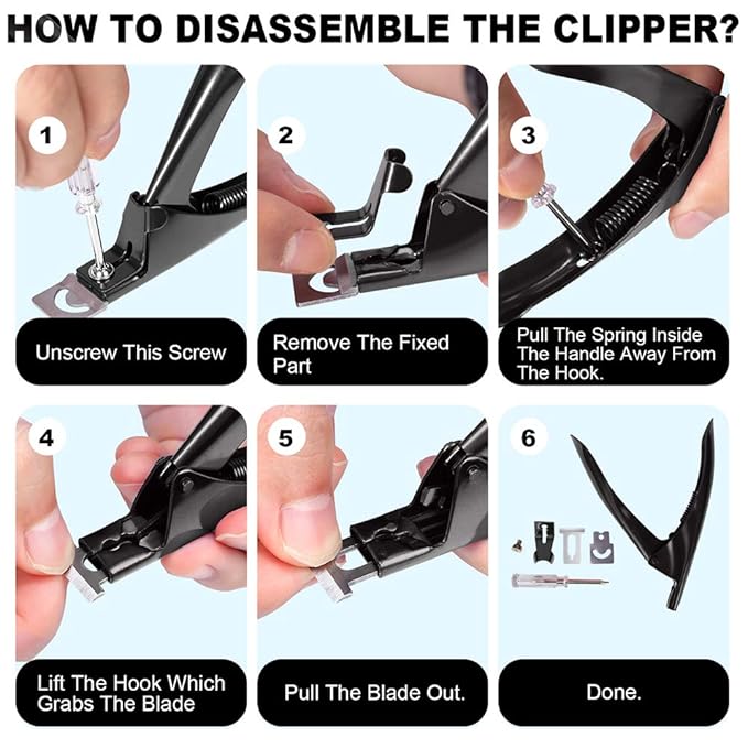 Black Premium Adjustable Stainless Steel Artificial Acrylic Fake False Nail Tip Clipper Cutter Trimmer Manicure Pedicure Sharp Blade Clip Tool For Salon Home Nail Art Beauty Design DIY
