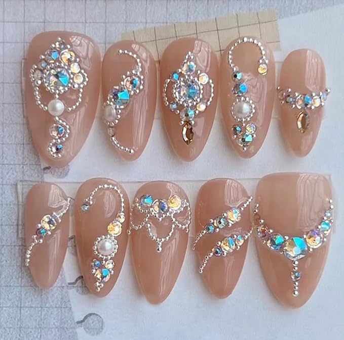 HNUIX Small Nail Beads - Gold Silver Rose, 3D Multi Size, Round, Mini Metal Steel Beads Nail Charms, Caviar Accessories for Acrylic Nails, Manicure DIY Crafts Decorations