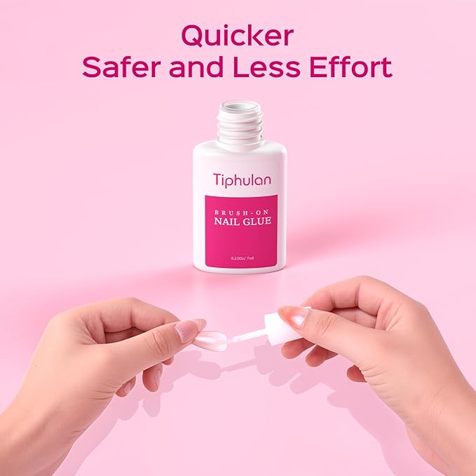42ml Brush On Nail Glue for Press On, Acrylic Nails - Super Strong, Durable & Long-Lasting, Mess Free, Travel Friendly, 1.38 oz(6PCS)