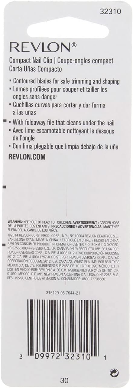 Revlon Compact Nail Clipper - 6 per case.