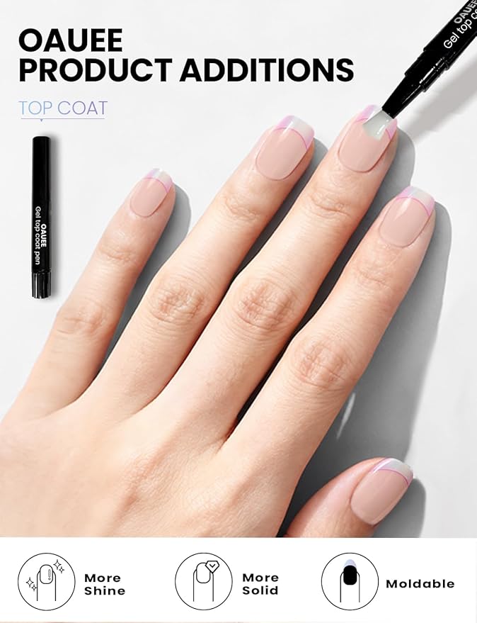 Semi Cured Gel Nail Strips | Built-In Gel Top Coat | UV Light Required | Salon Quality, Easy Application And Removal (Blush Ombre French)