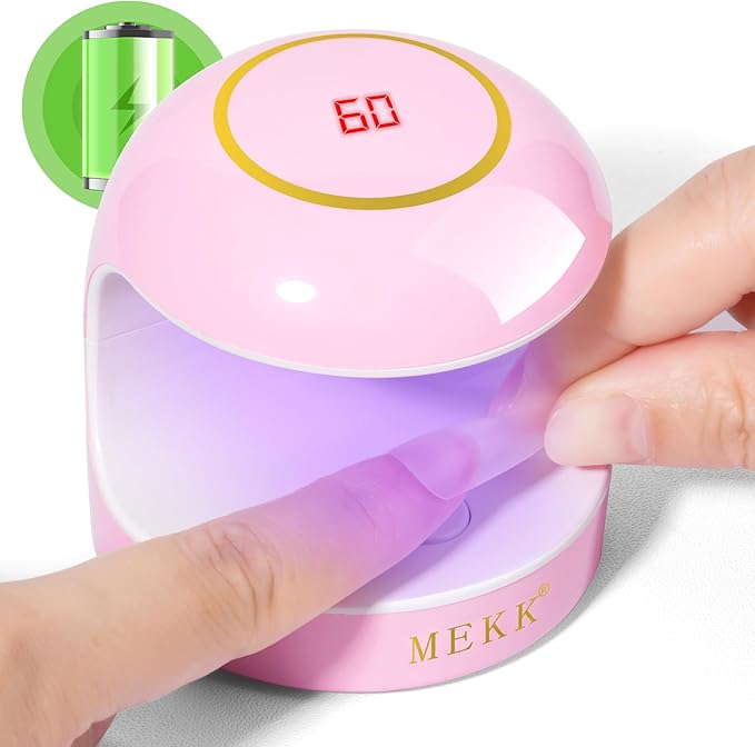MEKK Mini UV Light for Gel Nails,18W Cordless Single Finger UV LED Nail Lamp,Portable Small Professional Flash Cure Lamp for Detail Work,Compact Design for Beginners,Travel,Home-Pink