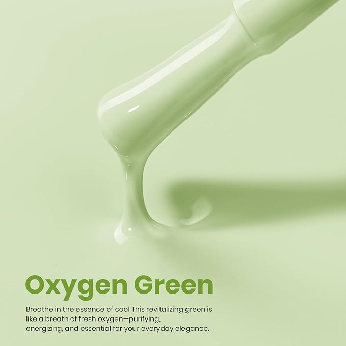 Beetles Green Gel Nail Polish - OxygenGreen 15ML, Hema Free Pastel Green Gel Polish, Same Color Same Bottle, Soak Off UV LED Lamp Pastel Nails Art, Manicure Salon DIY Spring Nails for St Patricks Day