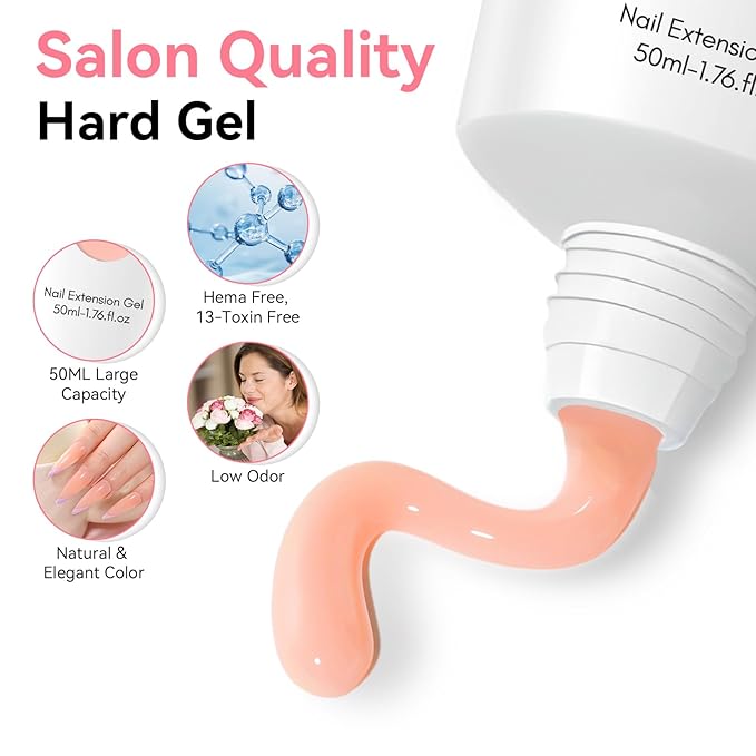Makartt Hema-Free Poly Nail Gel Spring 50ML Nude Extension Builder, Trending Stylish Elegant Colors for All Season, 3D Molding Hard Gel Manicure - French Press